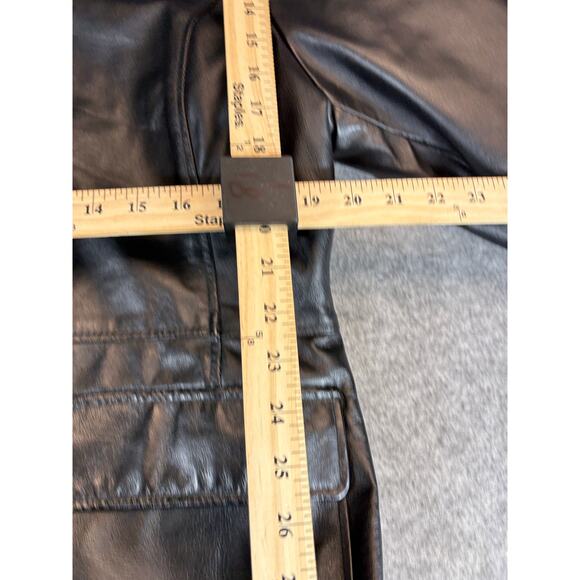 VINTAGE Phase Two Leather Jacket Womens Large Black Full Zip Bomber Moto Biker - Picture 3 of 6